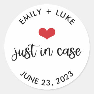 Custom Just in Case Wedding Recovery Kit  Classic Round Sticker