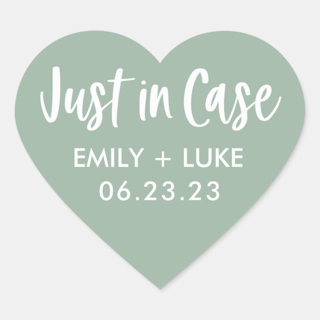 Custom Just in Case Wedding Recovery Kit  Heart Sticker (Front)