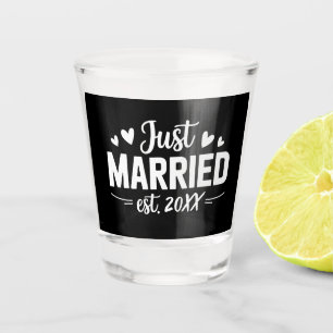 Custom Just Married Est Wedding Party Wife Husband Shot Glass