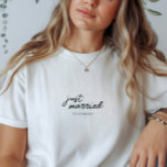 Custom 'Just Married' Wedding Roman Numeral Date T-Shirt<br><div class="desc">Custom 'Just Married' Wedding Roman Numeral Date T-Shirt. Personalise this minimalistic and elegant newlywed t-shirt with your wedding date in roman numerals--a perfect gift and keepsake for newlyweds,  or your honeymoon.</div>