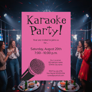 Custom karaoke party invitations with microphone