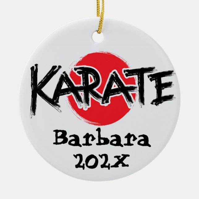 Custom Karate Christmas Tree  Ceramic Tree Decoration (Front)