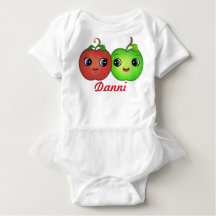 Custom Kawaii Apple Love Baby Tutu Bodysuit