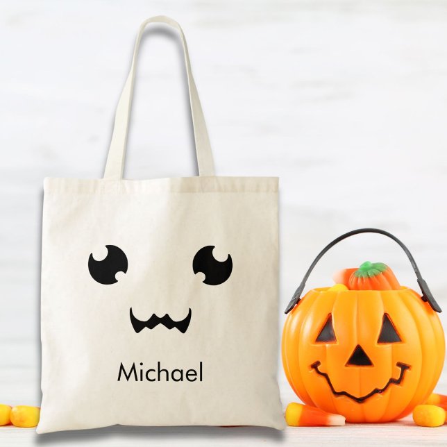 Custom Kawaii Jack O' Lantern Face Tote Bag (Creator Uploaded)