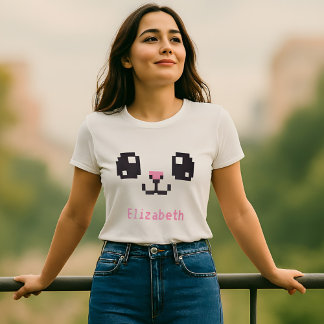 Custom Kawaii Pixel Bunny T-Shirt Tri-Blend Shirt