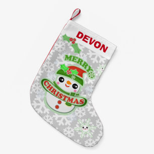 Custom Kawaii Snowman Christmas Stocking