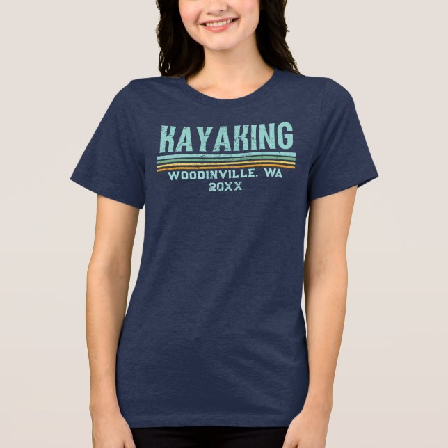 Custom Kayaking Lover Kayaker Location Date Name Tri-Blend Shirt (Front)