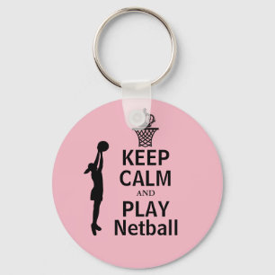 Custom Keep Calm and Play Netball Key Ring