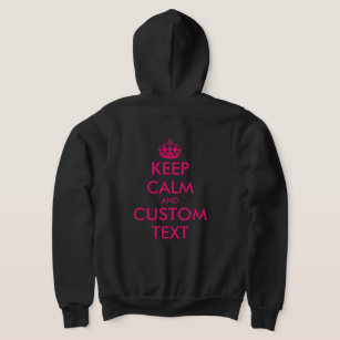 Custom keep calm funny zipper hoodie for women