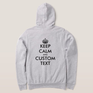 Custom keep calm funny zippered hoodie for men