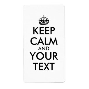 Custom Keep Calm Labels Add Your Text and Colour