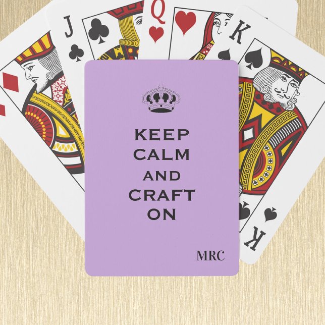 Custom Keep Calm Lavender Monogram Playing Cards (Creator Uploaded)