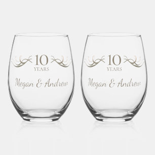 Custom Keepsake Couples Names Any Year Anniversary Stemless Wine Glass
