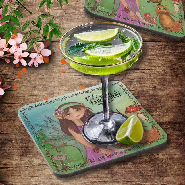 Custom Keepsake- Enchanted Forest Fairy Birthday Coaster (Custom Keepsake- Enchanted Forest Fairy Birthday Beverage Coaster)