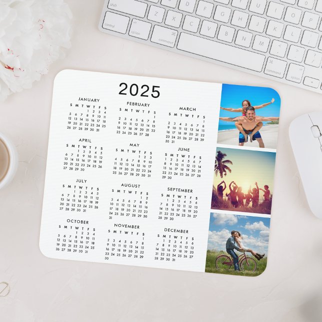 Custom Keepsake Memory Photo Collage 2025 Calendar Mouse Pad (Creator Uploaded)