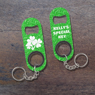 Custom•Kelly Green Glitter White Shamrocks