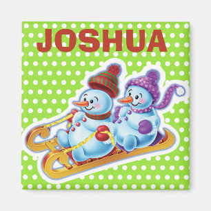 Custom Key Ring Christmas Snowman characters. Magnet