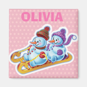 Custom Key Ring Christmas Snowman characters. Magnet