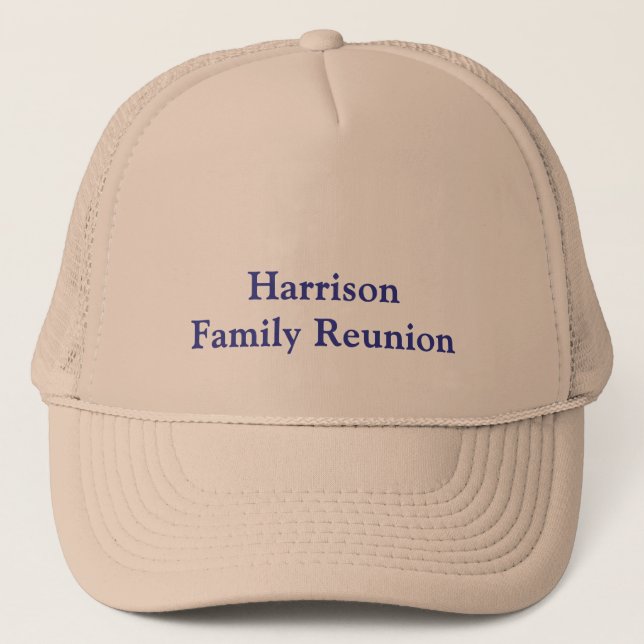 Custom Khaki Family Reunion Classic Trucker Hat (Front)