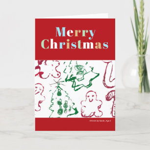 Custom Kid Christmas Art Merry Christmas Photo Holiday Card