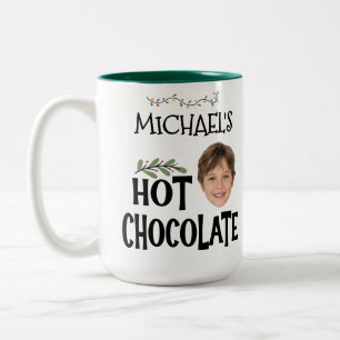 Custom Kid Face & Name Hot Chocolate Christmas Two-Tone Coffee Mug