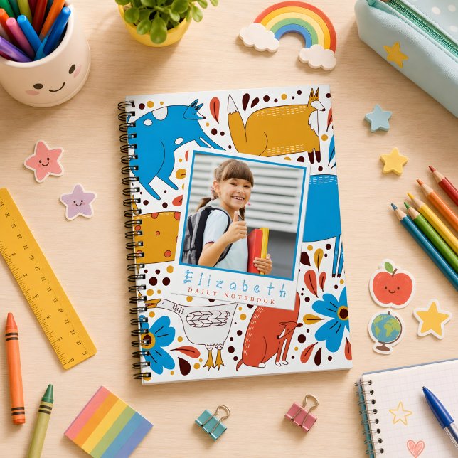 Custom Kid Name & Photo Animal Notebook (Custom kids photo notebook. )