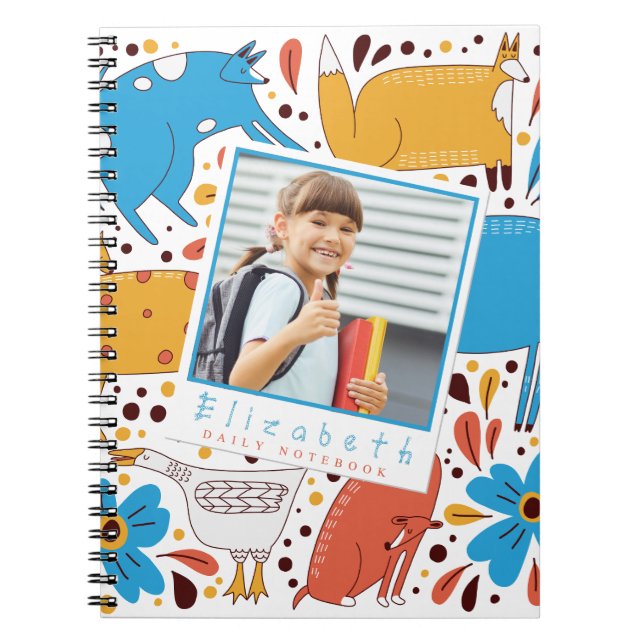 Custom Kid Name & Photo Animal Notebook (Front)