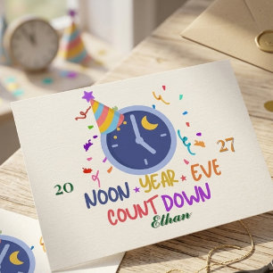 Custom Kid Noon Year's Eve Countdown Postcard