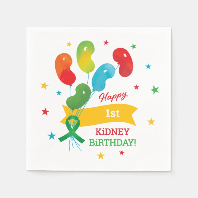Custom Kidney Transplant Birthday Napkin (Front)