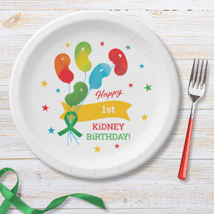 Custom Kidney Transplant Birthday Paper Plate