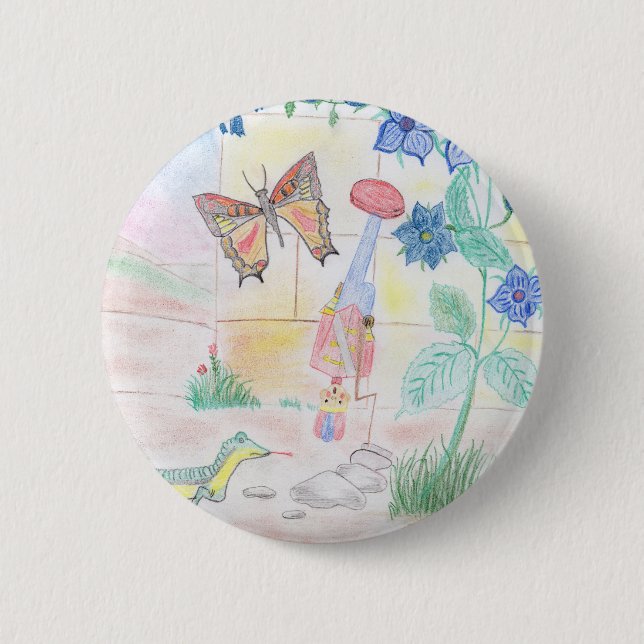 Custom Kids Artwork, Nutcracker toy, butterfly,  6 Cm Round Badge (Front)