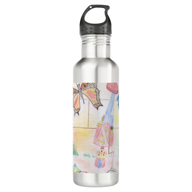 Custom Kids Artwork, Nutcracker toy, butterfly,  710 Ml Water Bottle (Front)