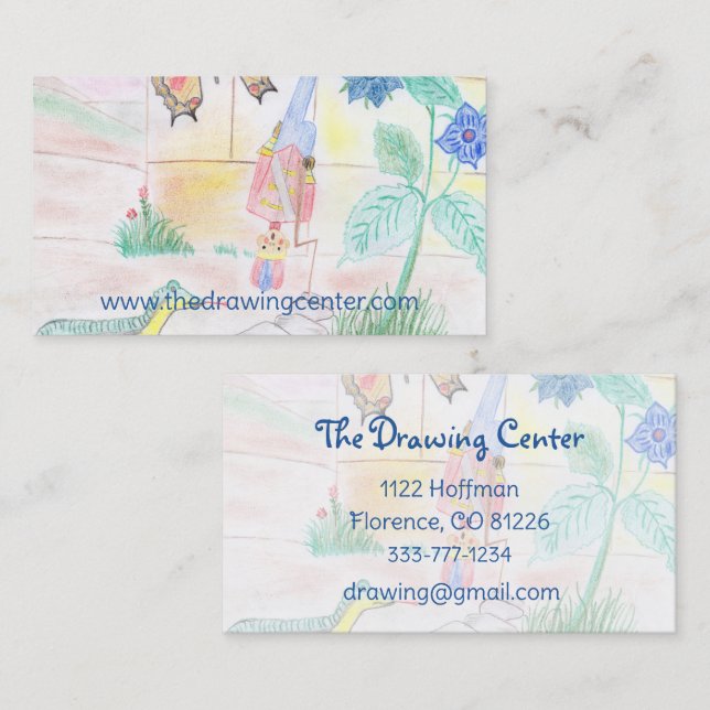 Custom Kids Artwork, Nutcracker toy, butterfly,  Business Card (Front/Back)