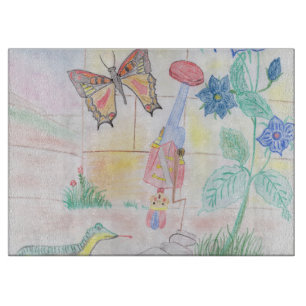 Custom Kids Artwork, Nutcracker toy, butterfly,  Cutting Board