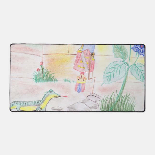 Custom Kids Artwork, Nutcracker toy, butterfly,  Desk Mat (Front)