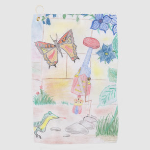Custom Kids Artwork, Nutcracker toy, butterfly, Golf Towel