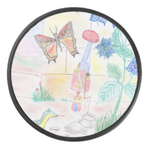 Custom Kids Artwork, Nutcracker toy, butterfly,  Hockey Puck