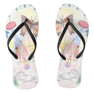 Custom Kids Artwork, Nutcracker toy, butterfly,  Jandals