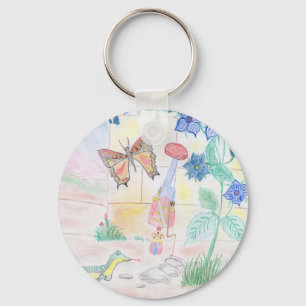 Custom Kids Artwork, Nutcracker toy, butterfly, Key Ring