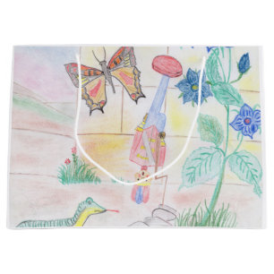 Custom Kids Artwork, Nutcracker toy, butterfly,  Large Gift Bag