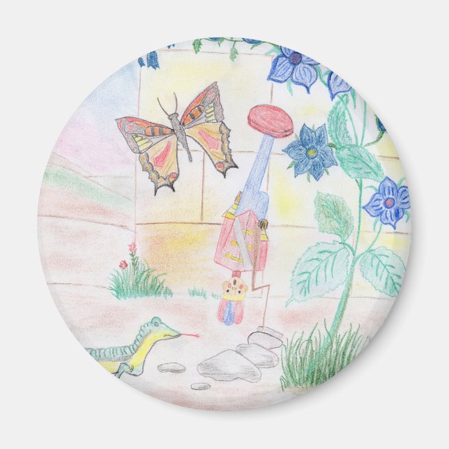 Custom Kids Artwork, Nutcracker toy, butterfly,  Magnet (Front)