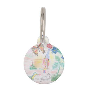 Custom Kids Artwork, Nutcracker toy, butterfly,  Pet Tag