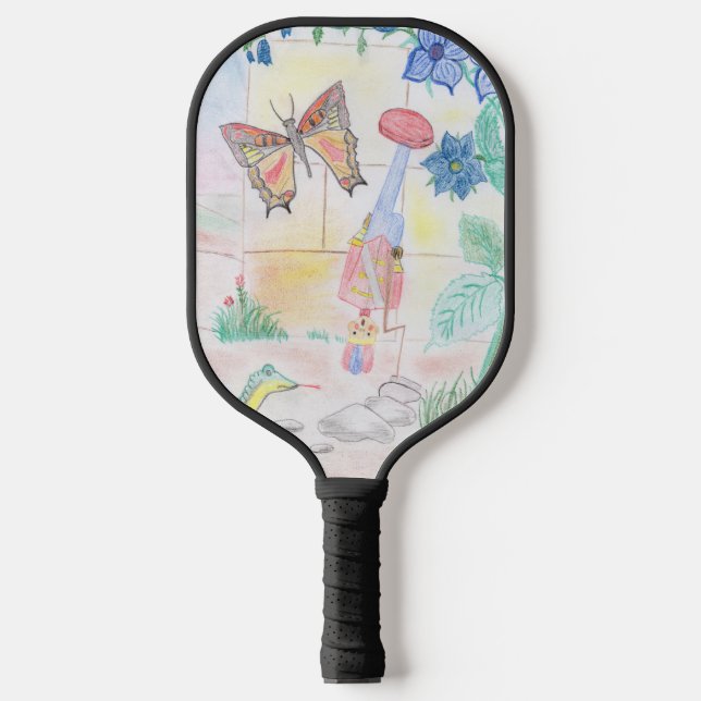 Custom Kids Artwork, Nutcracker toy, butterfly,  Pickleball Paddle (Front)