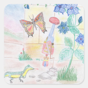 Custom Kids Artwork, Nutcracker toy, butterfly,  Square Sticker