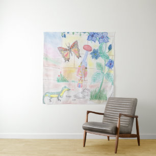 Custom Kids Artwork, Nutcracker toy, butterfly,  Tapestry