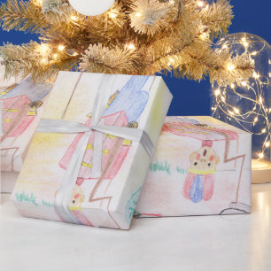 Custom Kids Artwork, Nutcracker toy, butterfly,  Wrapping Paper