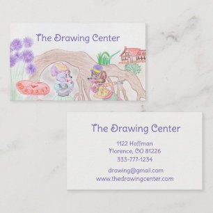 Custom Kids Artwork, two cute mouse, flowers.... Business Card