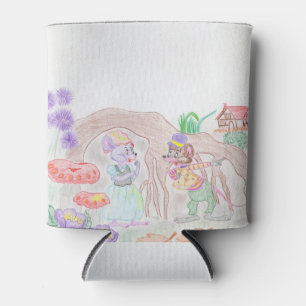 Custom Kids Artwork, two cute mouse, flowers.... Can Cooler