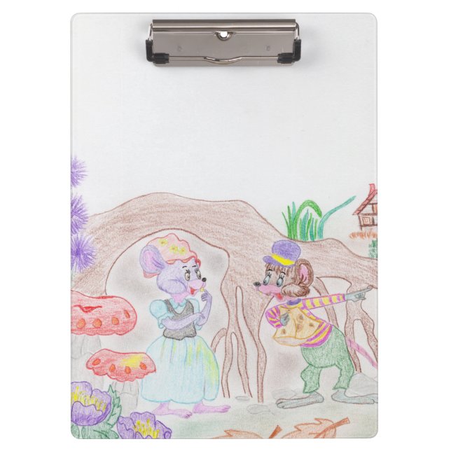 Custom Kids Artwork, two cute mouse, flowers.... Clipboard (Front)