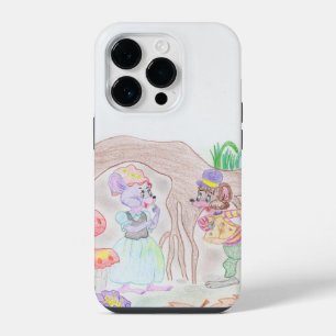 Custom Kids Artwork, two cute mouse, flowers.... iPhone 14 Pro Case